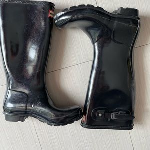 Hunter girls boys black rainboot size 4 5